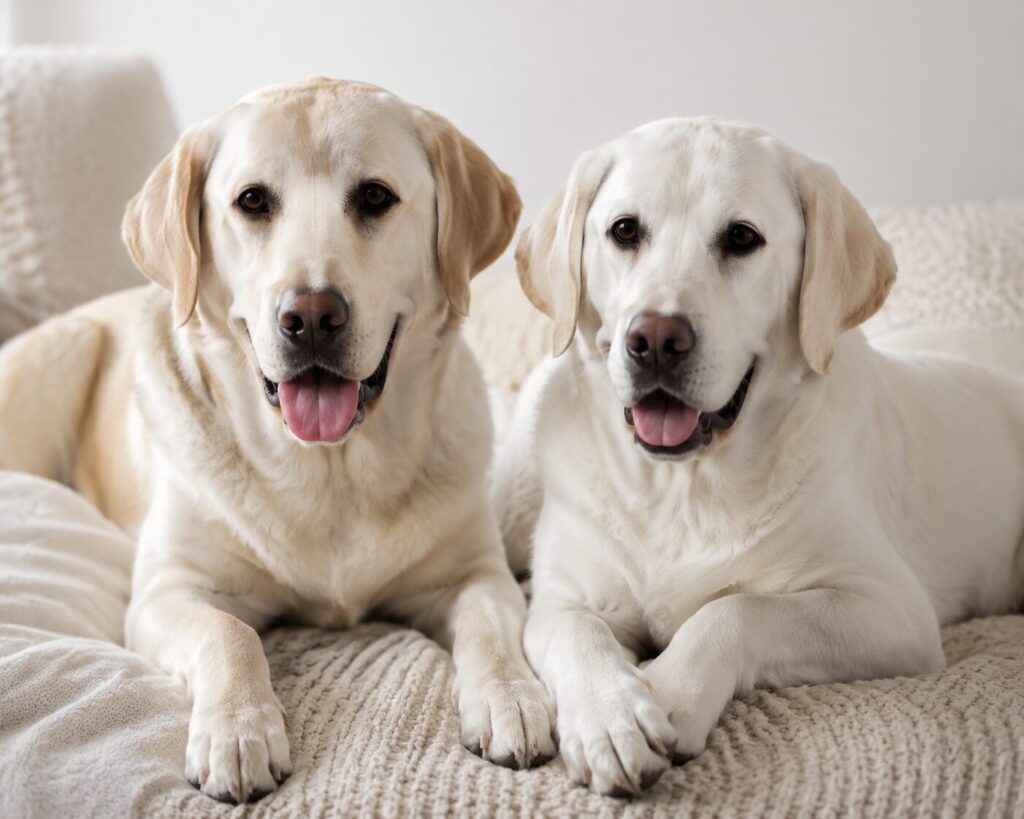 Kevin Moore's two Labrador retrievers